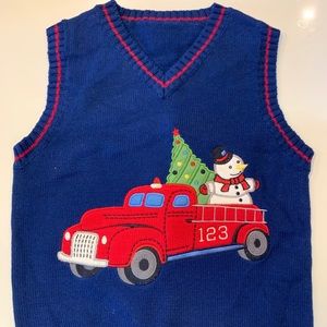 Boys Blue Christmas Snowman Sweater Vest New